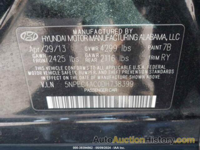 HYUNDAI SONATA SE, 5NPEC4AC0DH738399