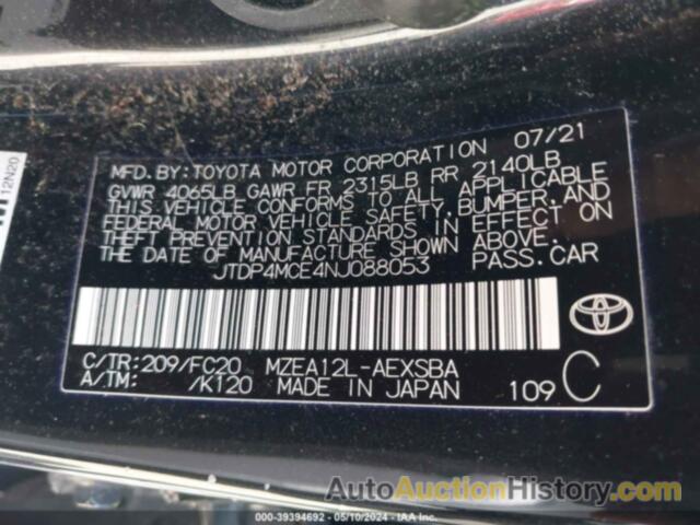 TOYOTA COROLLA SE, JTDP4MCE4NJ088053