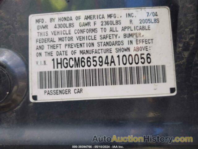 HONDA ACCORD EX, 1HGCM66594A100056