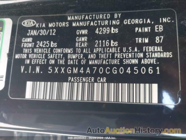 KIA OPTIMA LX, 5XXGM4A70CG045061