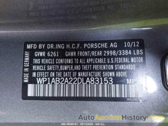 PORSCHE CAYENNE S, WP1AB2A22DLA83153