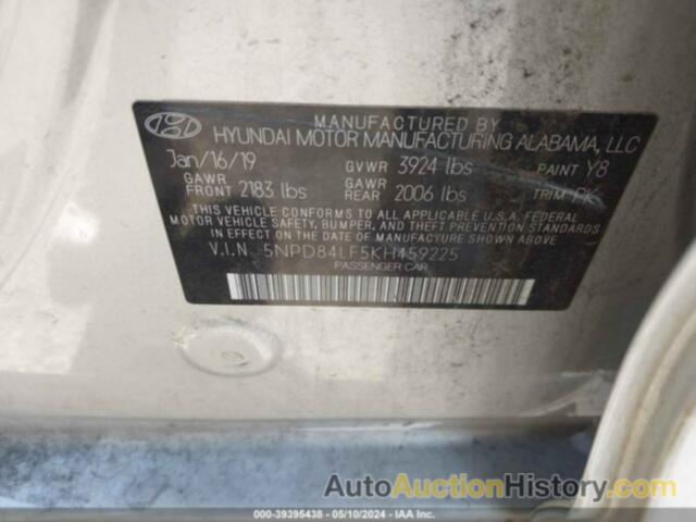 HYUNDAI ELANTRA SEL/VALUE/LIMITED, 5NPD84LF5KH459225