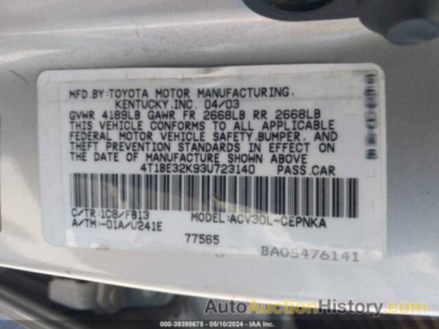 TOYOTA CAMRY LE, 4T1BE32K93U723140