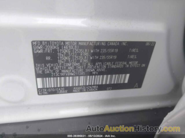 TOYOTA RAV4 XLE/XLE PREMIUM, 2T3W1RFV8NC198572