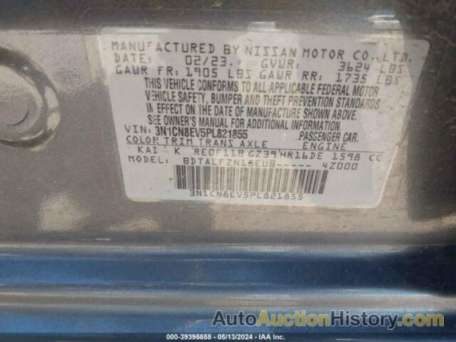 NISSAN VERSA SV, 3N1CN8EV5PL821855