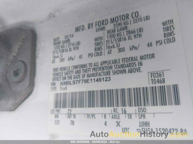 FORD TRANSIT CONNECT XLT, NM0LS7F79E1149123