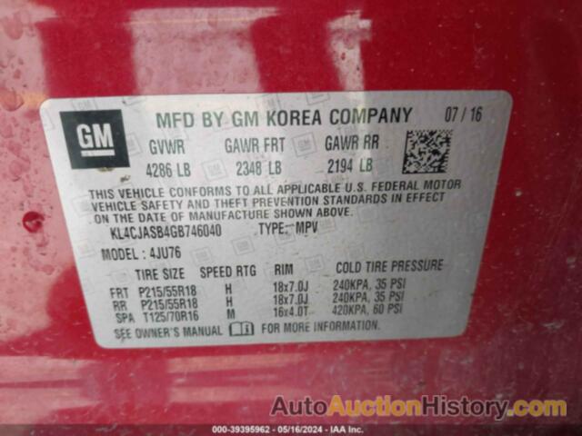 BUICK ENCORE, KL4CJASB4GB746040