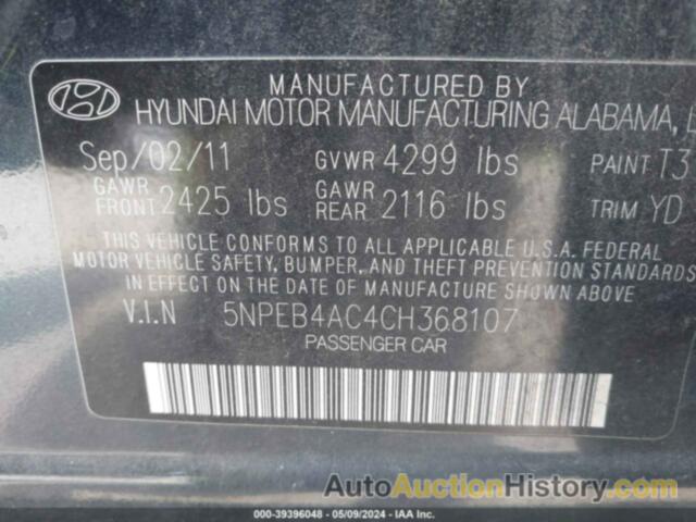 HYUNDAI SONATA GLS, 5NPEB4AC4CH368107