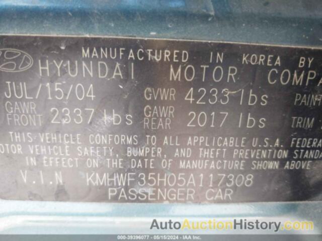 HYUNDAI SONATA GLS/LX, KMHWF35H05A117308