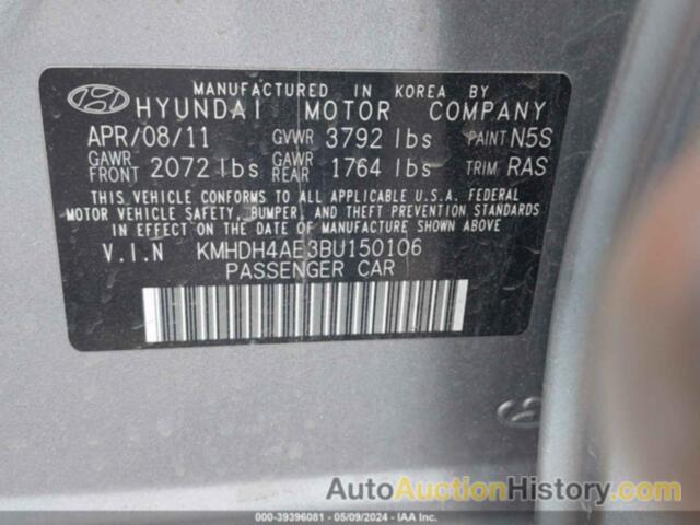 HYUNDAI ELANTRA GLS (ULSAN PLANT), KMHDH4AE3BU150106