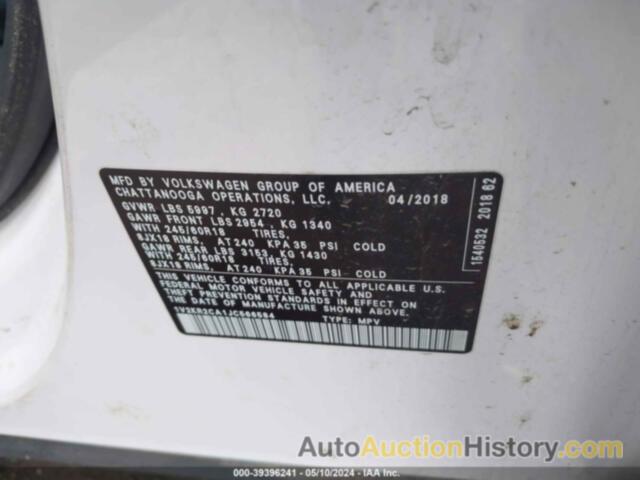 VOLKSWAGEN ATLAS SE, 1V2KR2CA1JC566584