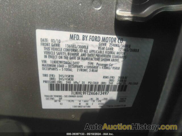 LINCOLN MKS ECOBOOST, 1LNHL9FT2AG613497