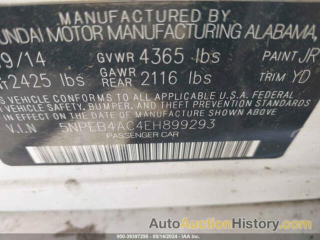 HYUNDAI SONATA GLS, 5NPEB4AC4EH899293