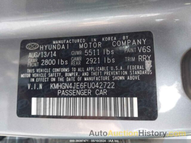 HYUNDAI GENESIS 3.8L, KMHGN4JE6FU042722