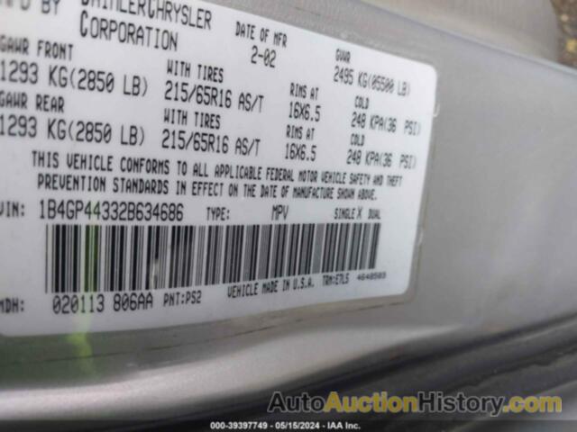 DODGE GRAND CARAVAN SPORT, 1B4GP44332B634686