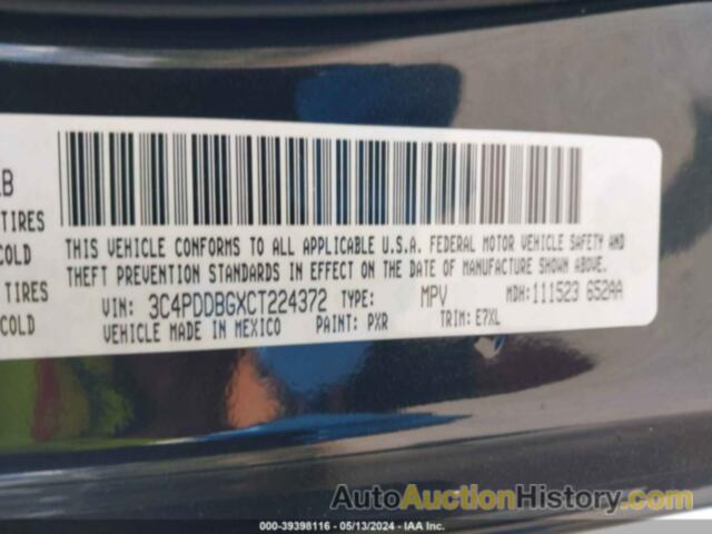 DODGE JOURNEY SXT, 3C4PDDBGXCT224372