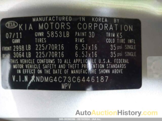 KIA SEDONA LX, KNDMG4C73C6446187