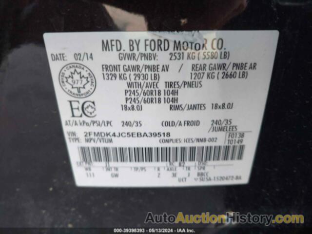 FORD EDGE SEL, 2FMDK4JC5EBA39518