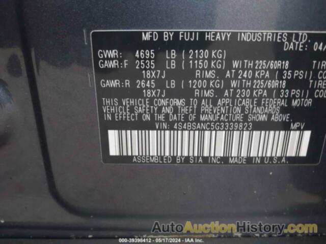 SUBARU OUTBACK 2.5I LIMITED, 4S4BSANC5G3339823