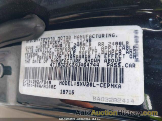 TOYOTA CAMRY LE, 4T1BG22K2XU464744