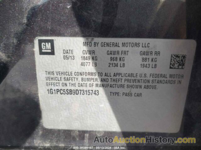 CHEVROLET CRUZE 1LT AUTO, 1G1PC5SB9D7315743