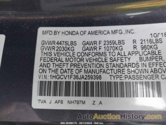 HONDA ACCORD SPORT, 1HGCV1F36JA259398