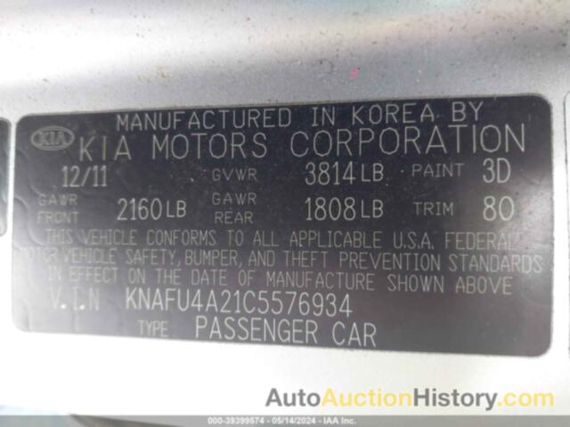 KIA FORTE EX, KNAFU4A21C5576934