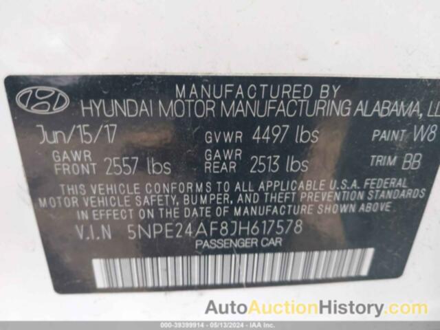 HYUNDAI SONATA SE, 5NPE24AF8JH617578