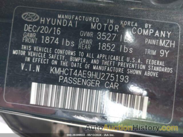 HYUNDAI ACCENT SE, KMHCT4AE9HU275193