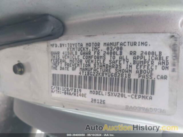 TOYOTA CAMRY LE, 4T1BG22K8YU682818