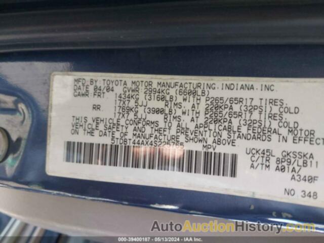 TOYOTA SEQUOIA SR5 V8, 5TDBT44AX4S225765