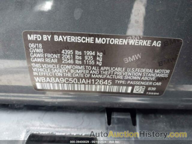 BMW 320I, WBA8A9C50JAH12645