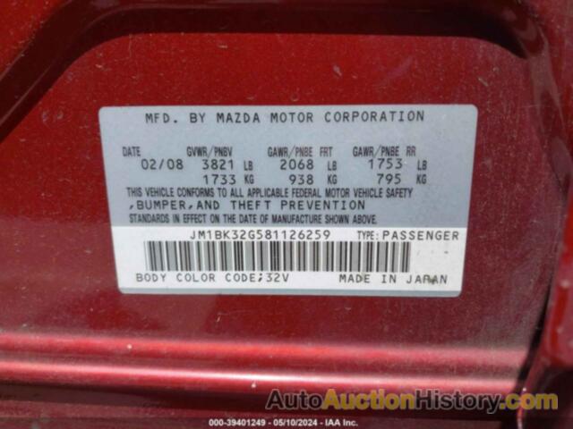 MAZDA MAZDA3 I TOURING VALUE, JM1BK32G581126259