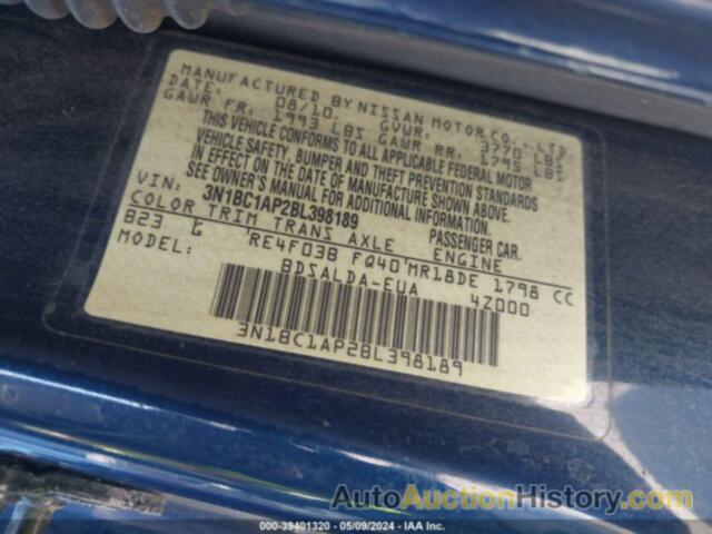 NISSAN VERSA 1.8S, 3N1BC1AP2BL398189