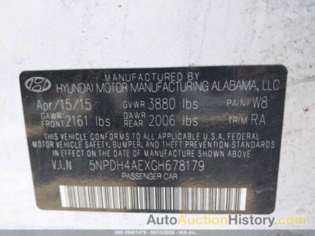 HYUNDAI ELANTRA SE, 5NPDH4AEXGH678179