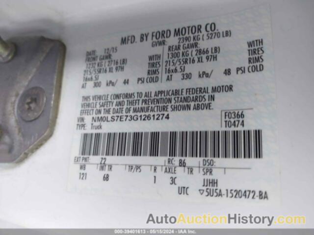 FORD TRANSIT CONNECT XL, NM0LS7E73G1261274