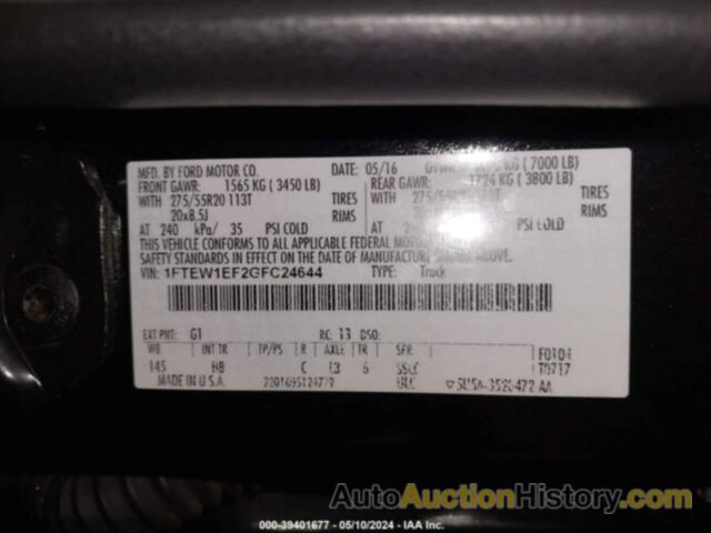 FORD F-150 LARIAT, 1FTEW1EF2GFC24644