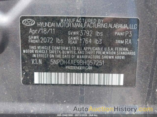 HYUNDAI ELANTRA GLS/LIMITED, 5NPDH4AE9BH057251