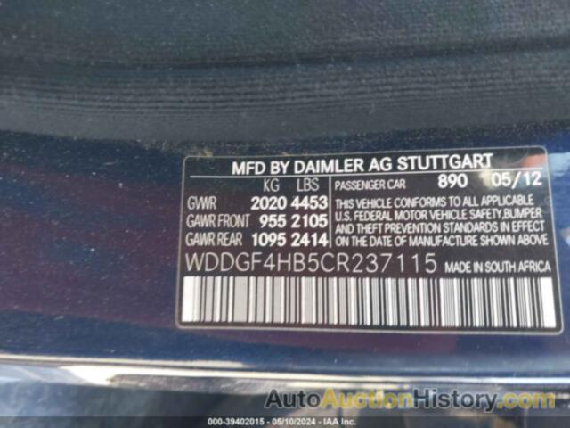 MERCEDES-BENZ C 250, WDDGF4HB5CR237115