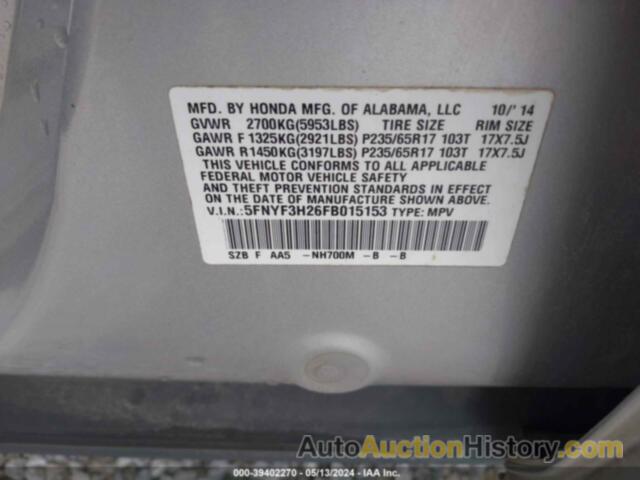 HONDA PILOT LX, 5FNYF3H26FB015153