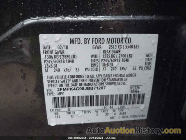 FORD EDGE SE, 2FMPK4G98JBB71207