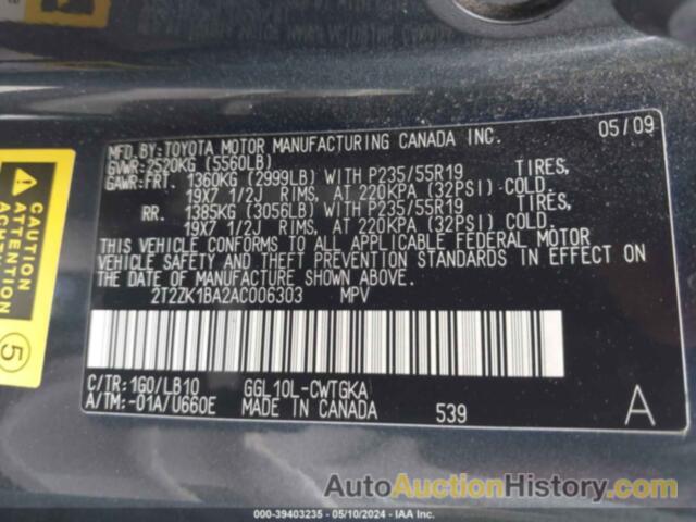 LEXUS RX 350, 2T2ZK1BA2AC006303