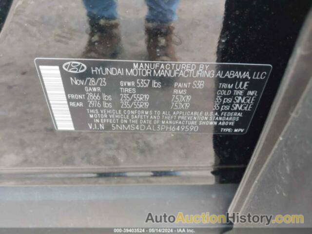 HYUNDAI SANTA FE LIMITED, 5NMS4DAL3PH649590