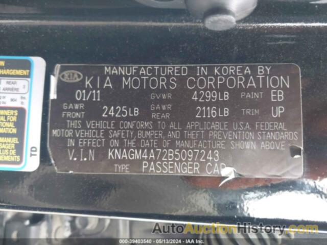 KIA OPTIMA LX, KNAGM4A72B5097243