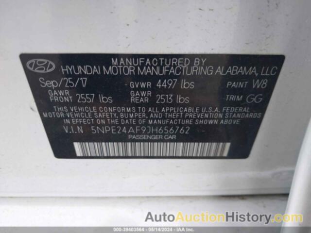 HYUNDAI SONATA SE, 5NPE24AF9JH656762