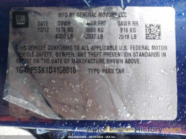 BUICK VERANO, 1G4PP5SK1D4158010