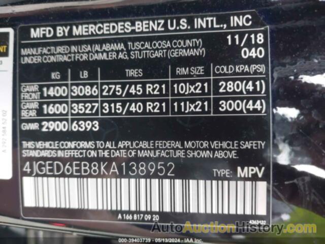 MERCEDES-BENZ AMG GLE 43 COUPE 4MATIC, 4JGED6EB8KA138952