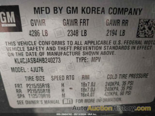 BUICK ENCORE PREFERRED, KL4CJASB4HB240273