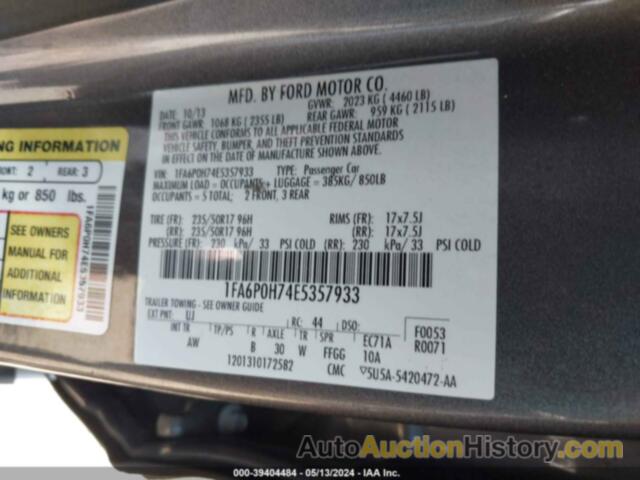 FORD FUSION SE, 1FA6P0H74E5357933