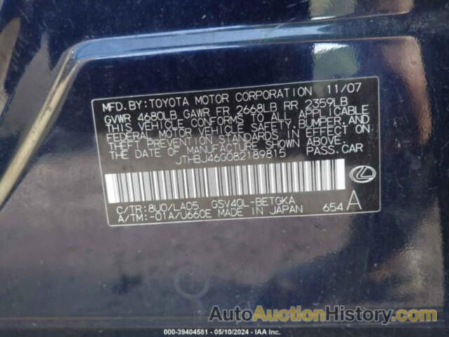 LEXUS ES 350, JTHBJ46G082189815